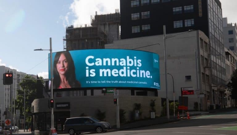Medical cannabis billboard in Auckland