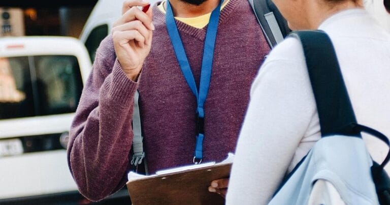 Gathering signatures for a petition.